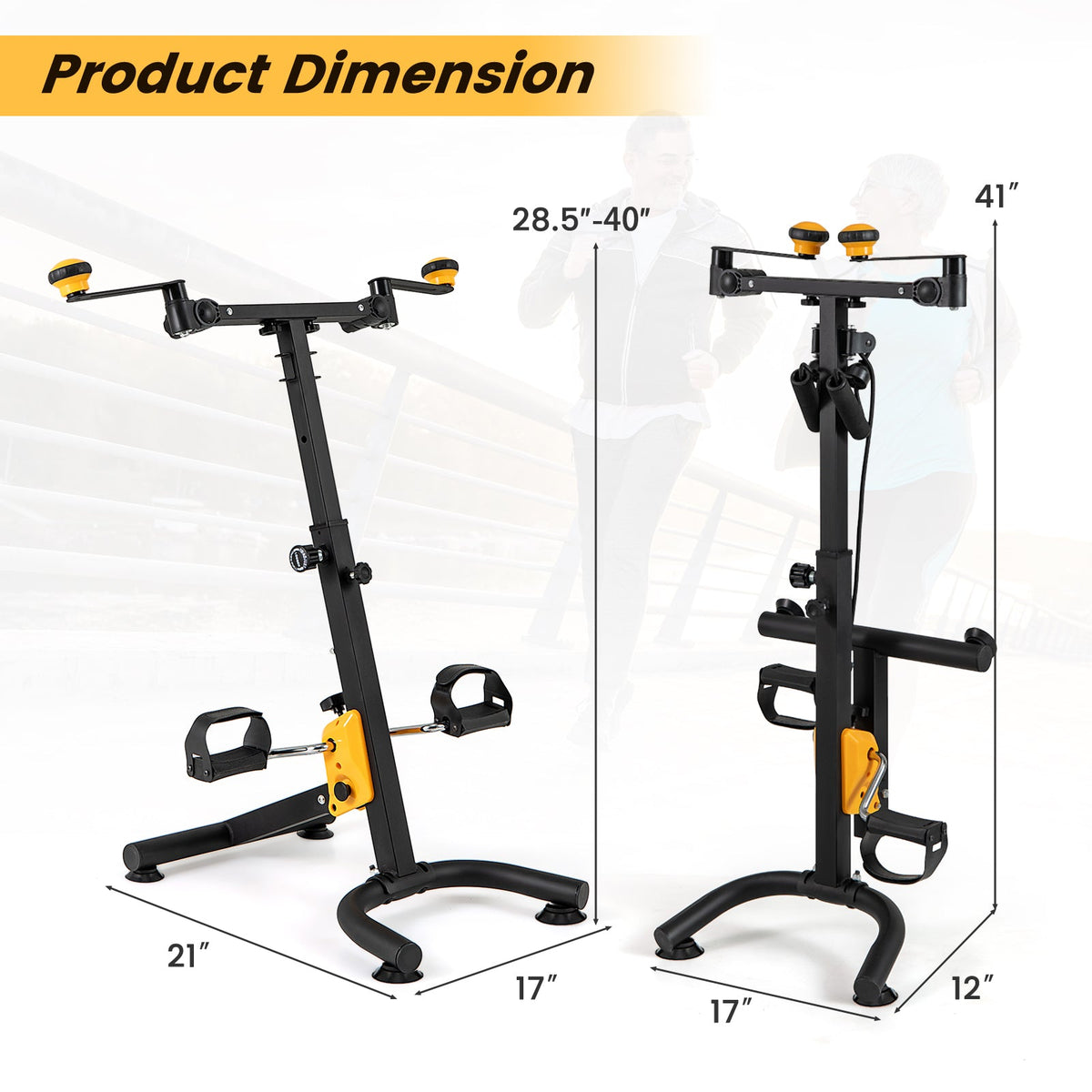 Pedal Exerciser with Adjustable Handgrip for Seniors-Yellow