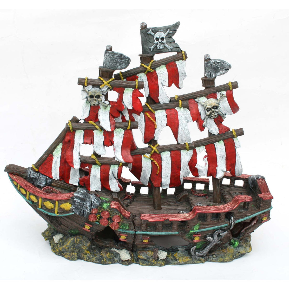 Deco-Replicas Striped Pirate Ship Aquarium Ornament