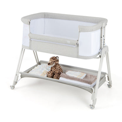 Baby Portable Bedside Sleeper with 7 Adjustable Heights-Gray