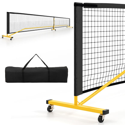 22 FT Portable Pickleball Net with 6 Lockable Wheels and Carry Bag