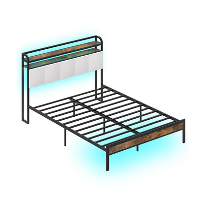 Twin/Full/Queen/King Size Bed Frame with LED Light and Charging Station