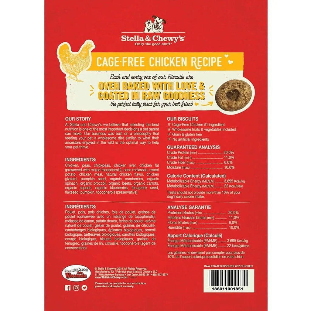 Stella & Chewy’s Raw Coated Biscuit Chicken Dog Treats (9oz)