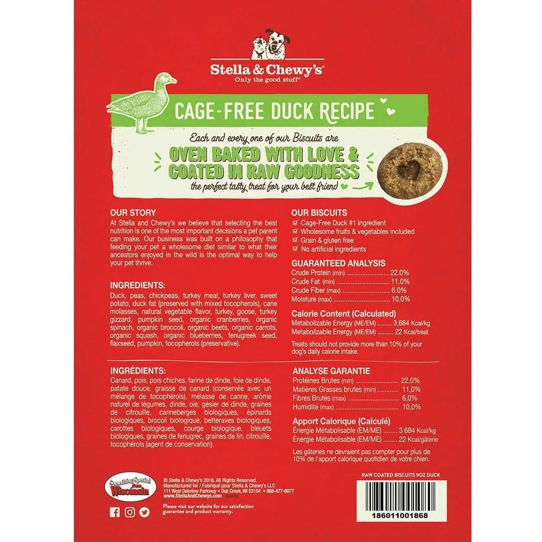 Stella & Chewy’s Raw Coated Biscuit Duck Dog Treat (9oz)
