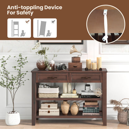 3-tier Console Table with 2 Drawers for Living Room Entryway