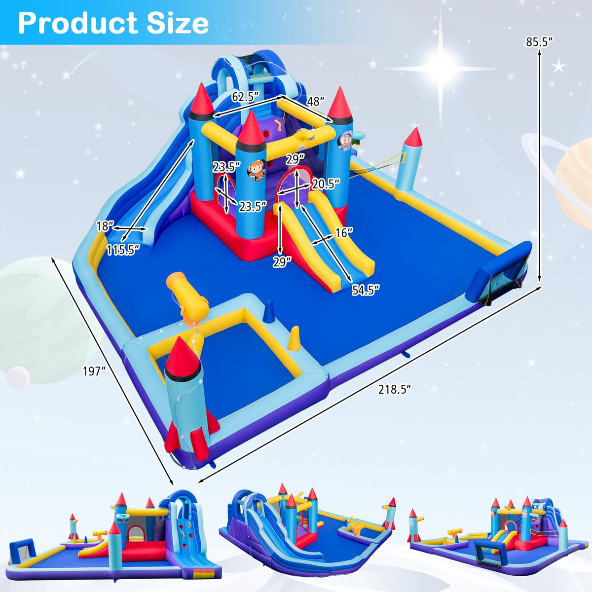 Rocket Theme Inflatable Water Slide Park
