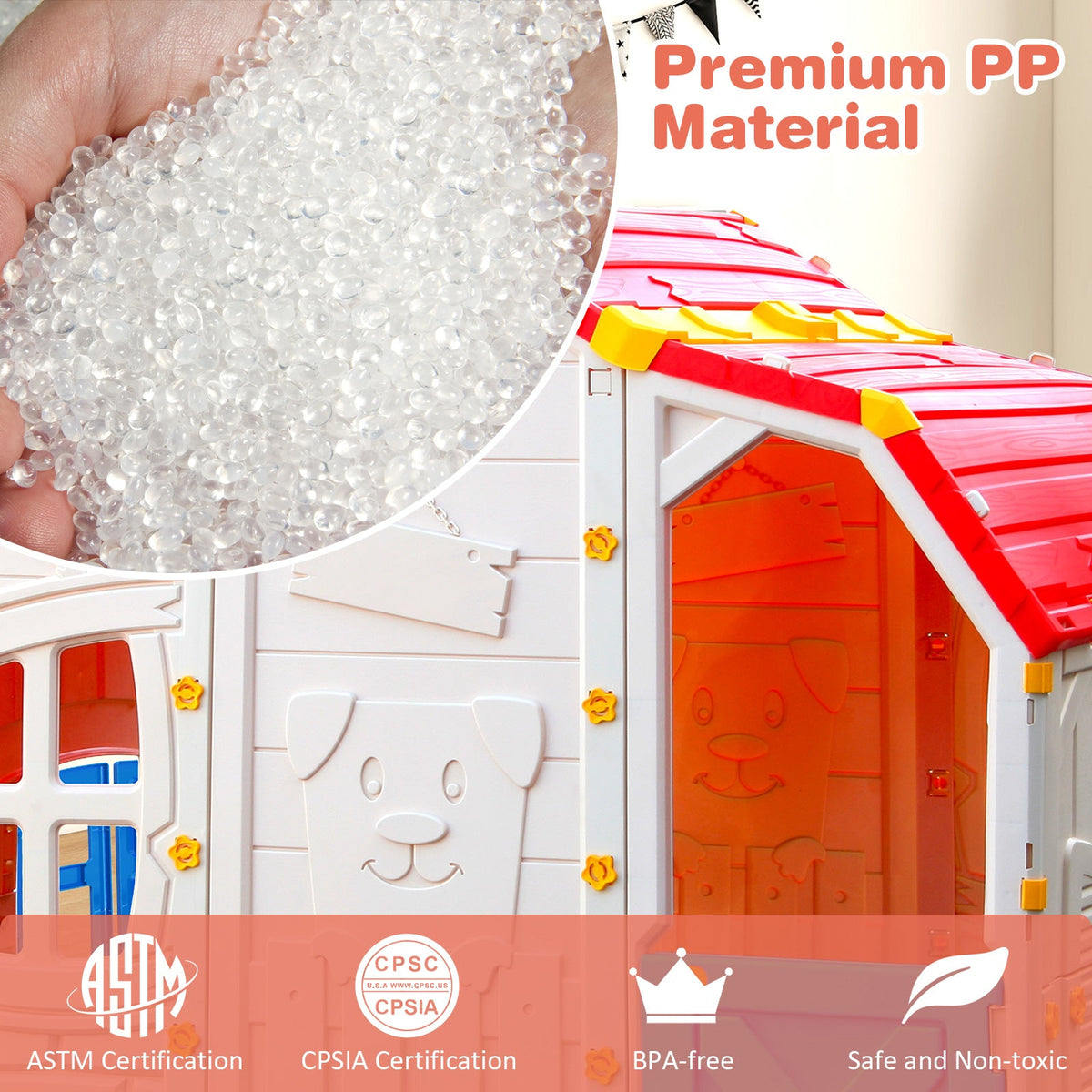 Cottage Kids Playhouse with Openable Windows and Working Door