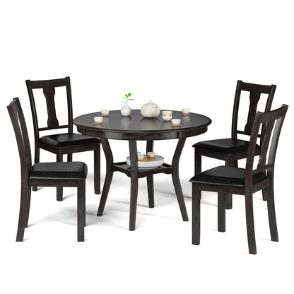 5-Piece Round Dining Table Set Wooden Kitchen Modern Table and 4 Chairs