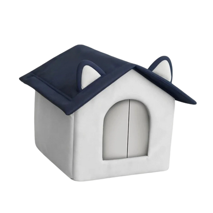 Outdoor Insulated Cat House – Windproof Waterproof Pet Shelter with Enclosed Door & Moisture-Proof Base, Grey (S–L)