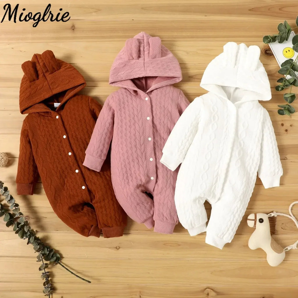 Newborn Baby Hooded Romper – Cute Ears Long Sleeve Bodysuit