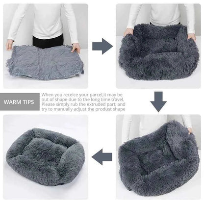 Rectangle Plush Dog Bed – Warm Pet Sofa Cushion for Cats and Dogs