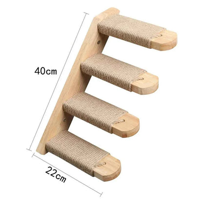 Wall-Mounted Cat Climbing Rope – Solid Wood Pedals & Sisal Scratch Training Toy for Indoor Cats