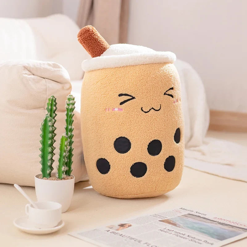 Kawaii Boba Fruit Bubble Tea All Series Cartoon Plush Toy Stuffed Animals Cute Food Milk Tea Soft Toys Room Decor Pillow Gifts