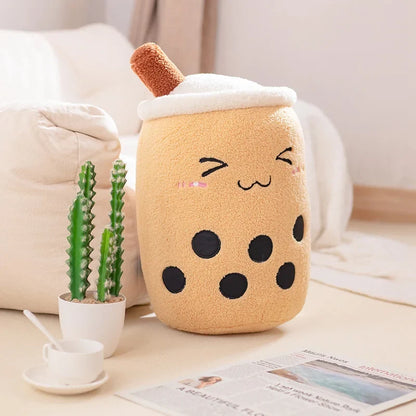 Kawaii Boba Fruit Bubble Tea All Series Cartoon Plush Toy Stuffed Animals Cute Food Milk Tea Soft Toys Room Decor Pillow Gifts