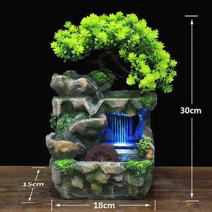 Kawaii Desktop Waterfall Fountain – LED Color Changing Zen Decor