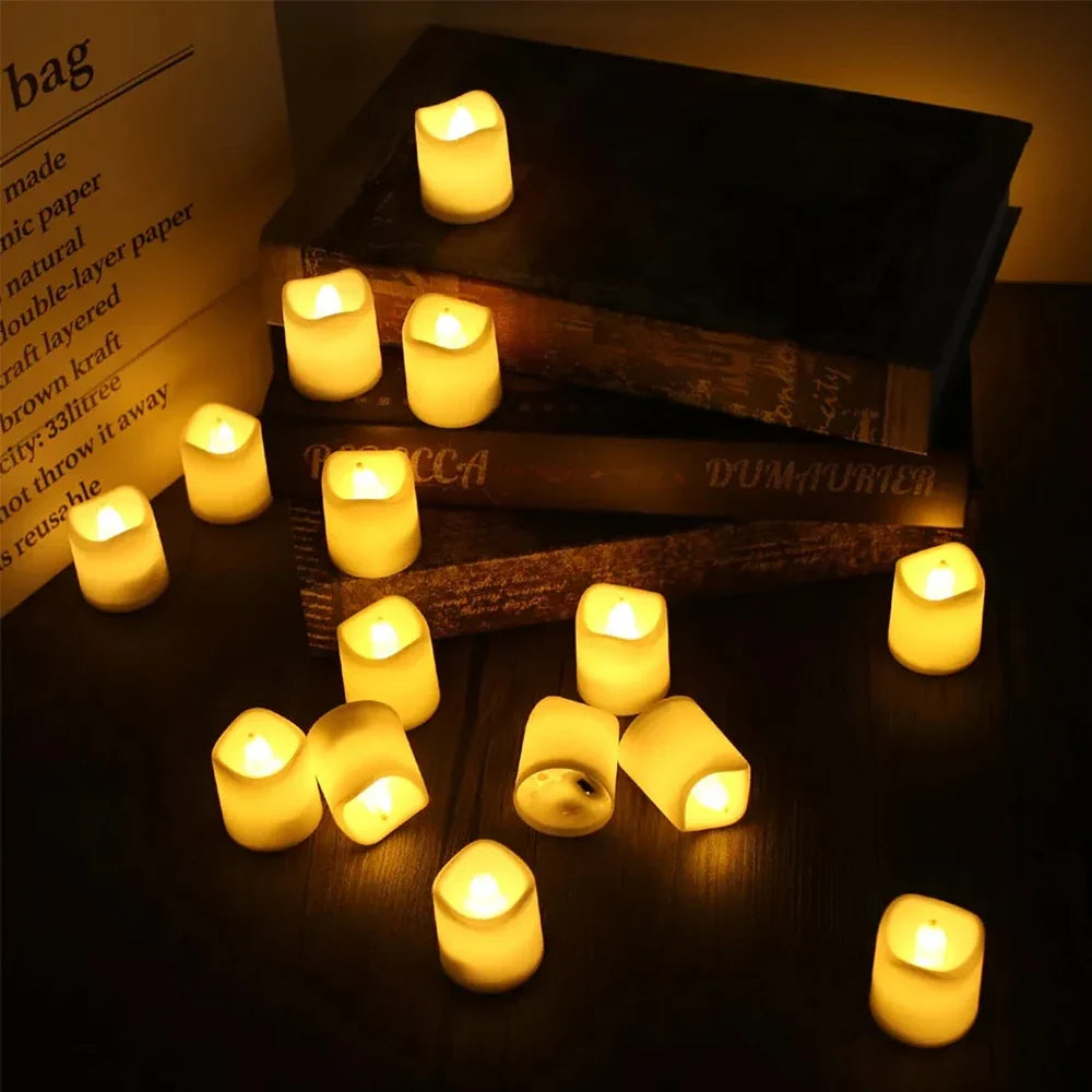 Flickering LED Ivory Electronic Candle, Flameless Tealight Candle, Battery Operated LED Tealight Candle, Ideal for Weddings, Tab
