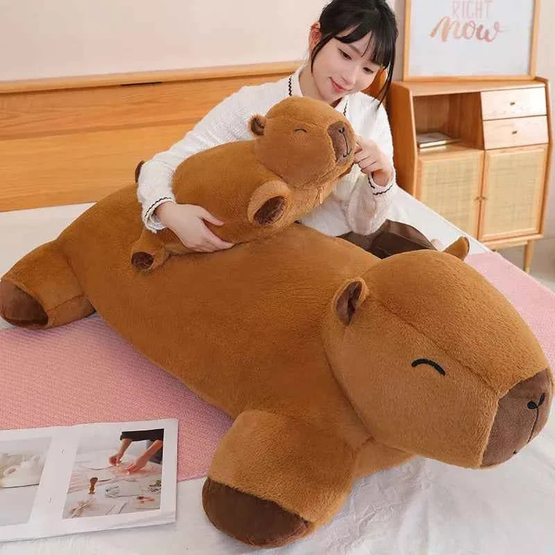 Giant Kawaii Capybara Plush Floor Mat – Soft Capybara Plush Rug & Hug Pillow