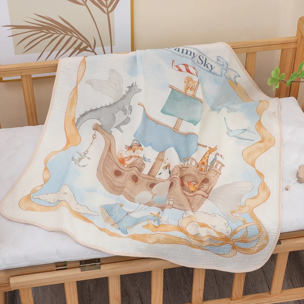 Newborn baby bath towel pure cotton gauze bath towel Class A soft children's blanket absorbent newborn baby blanket