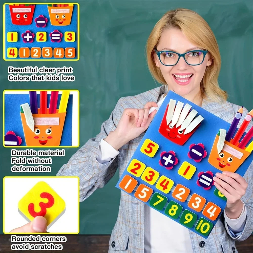 Felt Learning Board Children Toys Educational DIY Toy Addition Subtraction Finger Arithmetic Teaching Enlightenment Board