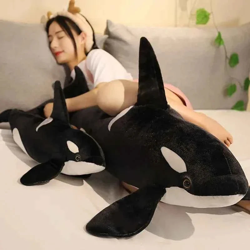 Realistic Orca Whale Plush Toy – Lifelike Killer Whale Stuffed Animal Pillow