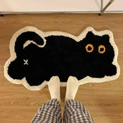 Black Cat Rug Cute Imitation Cashmere Family Bedroom Bed