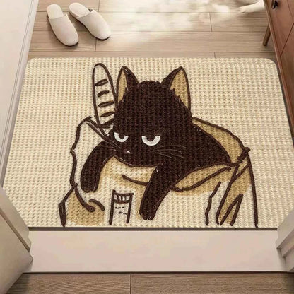 Cute Cartoon Cat Floor Mat – Soft Non-Slip Rug for Bedroom and Living Room