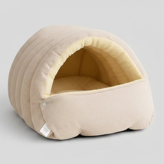 Kawaii Thermal Plush Pet Cave Bed – Cozy Enclosed Sleeping Bag House for Cats & Small Dogs (10 Colors)