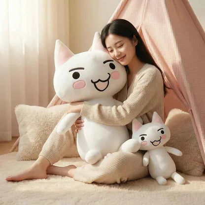 Oversized White Cat Plush Stuffed Animal – Giant Soft Kitten Hug Pillow Toy