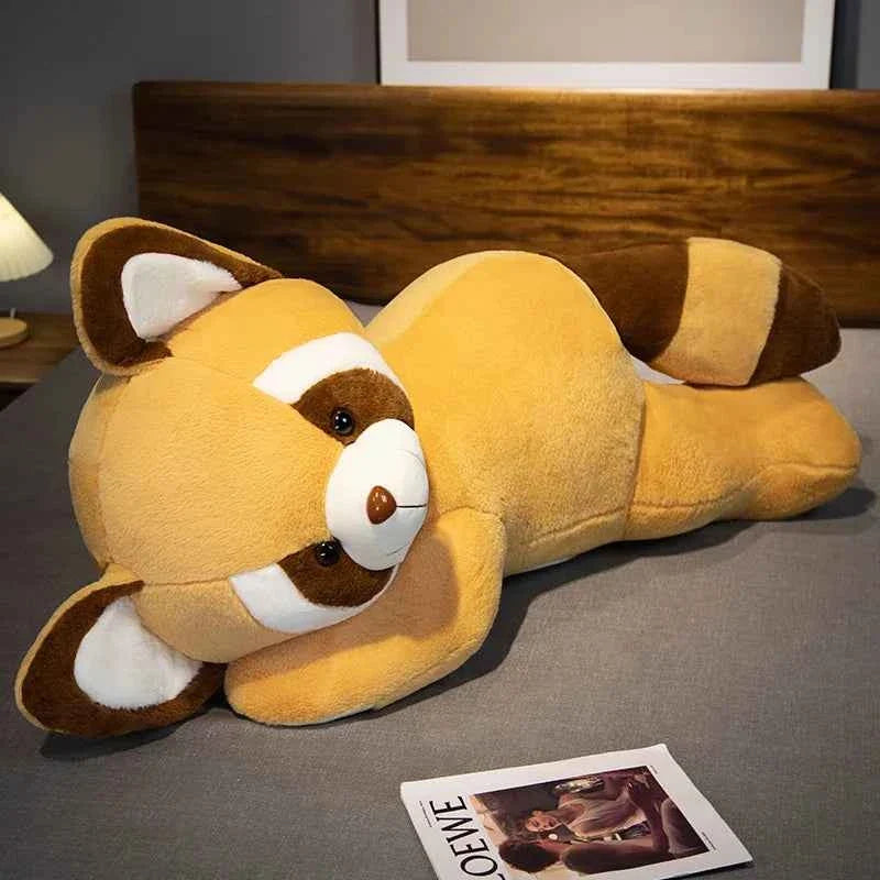 Kawaii Raccoon Plush Hug Pillow – Soft Stuffed Red Panda Doll in Brown & Gray (55–90cm)
