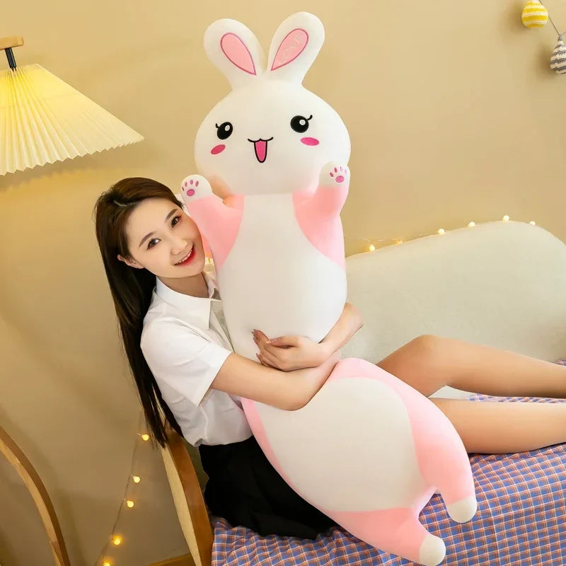 Giant Pink Rabbit Plush Pillow – Soft Bunny Body Cushion