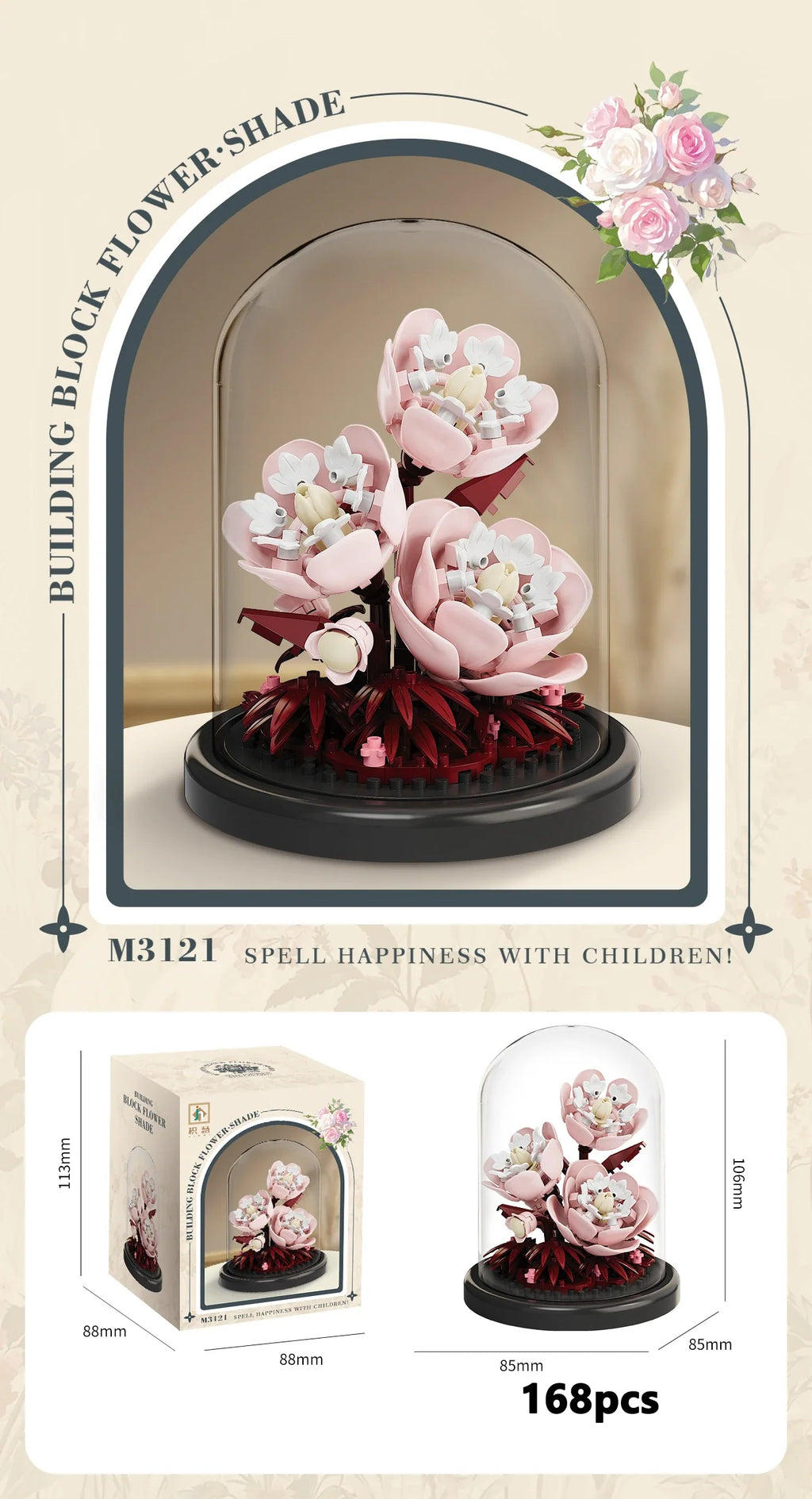 Eternal Flower Bouquet Bonsai Potted Plant Micro Building Blocks Model Home Decoration Puzzle Toys Kids Birthday Christmas Gifts