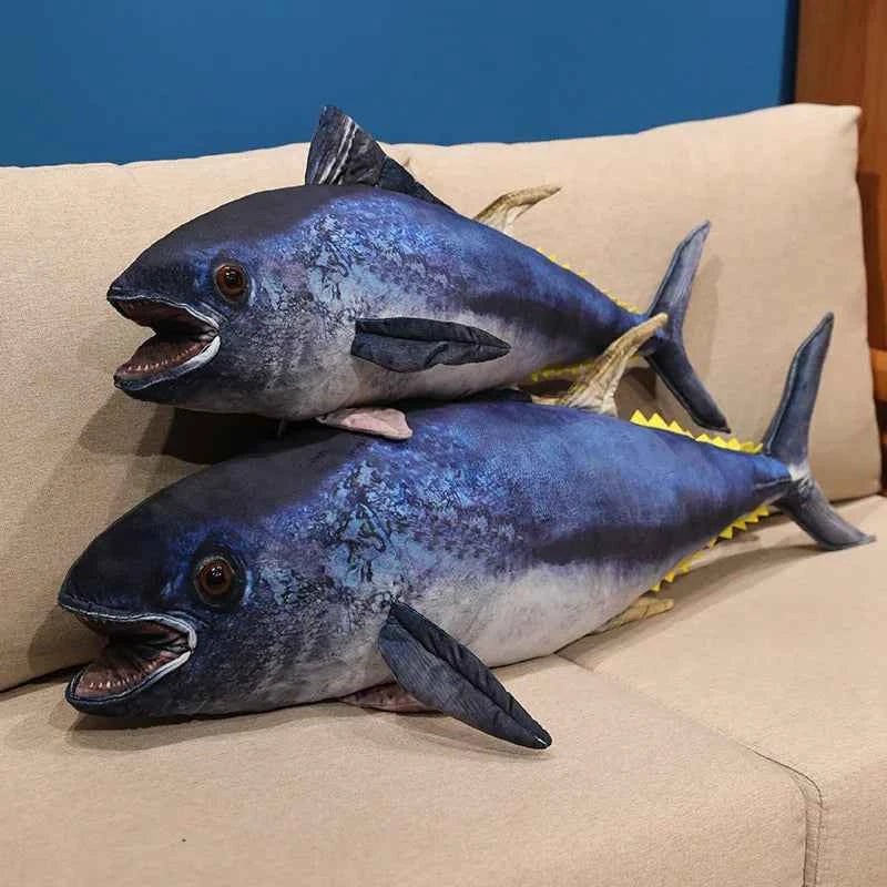 Realistic Tuna Fish Plush Pillow – Soft Stuffed Tuna Body Cushion