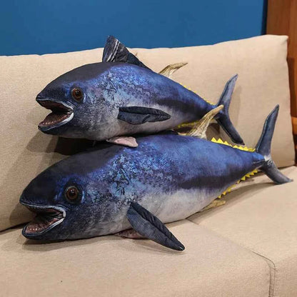 Realistic Tuna Fish Plush Pillow – Soft Stuffed Tuna Body Cushion