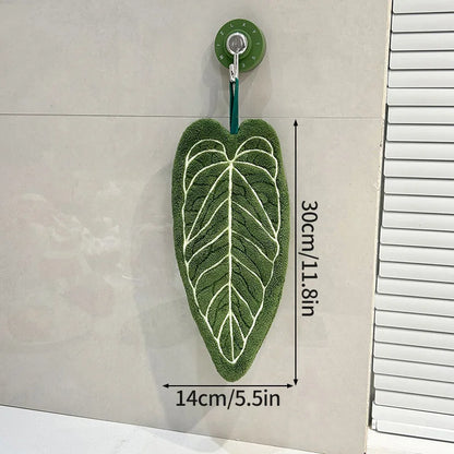 Hot Plant Hand Towel Cleaning Towel Absorbent Handkerchief Hanging Thickened Kitchen Towel Bathroom Kitchen Accessories