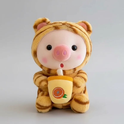 Milk Tea Pig Plush Pillow – Cute Frog Animal Stuffed Doll