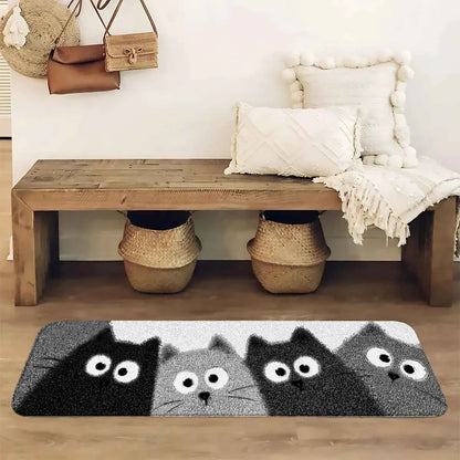 Cartoon Kitten Bath Mat Soft Cosy Noise-Reducing Bathroom