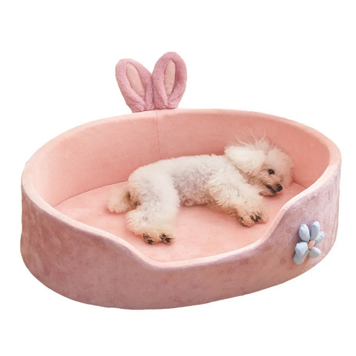Soft Bolster Pet Bed – Washable Removable Cover, All-Season Comfort for Cats & Dogs, Pink (S–XL)
