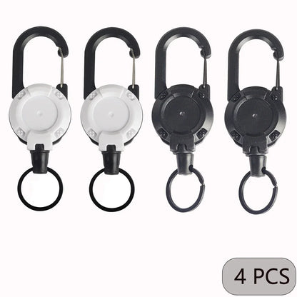 1/2/4pcs Extendable Retractable Holders Keychain Badge Reels Heavy Duty Clip With Carabiner Key Chain For Men Outdoor Bags