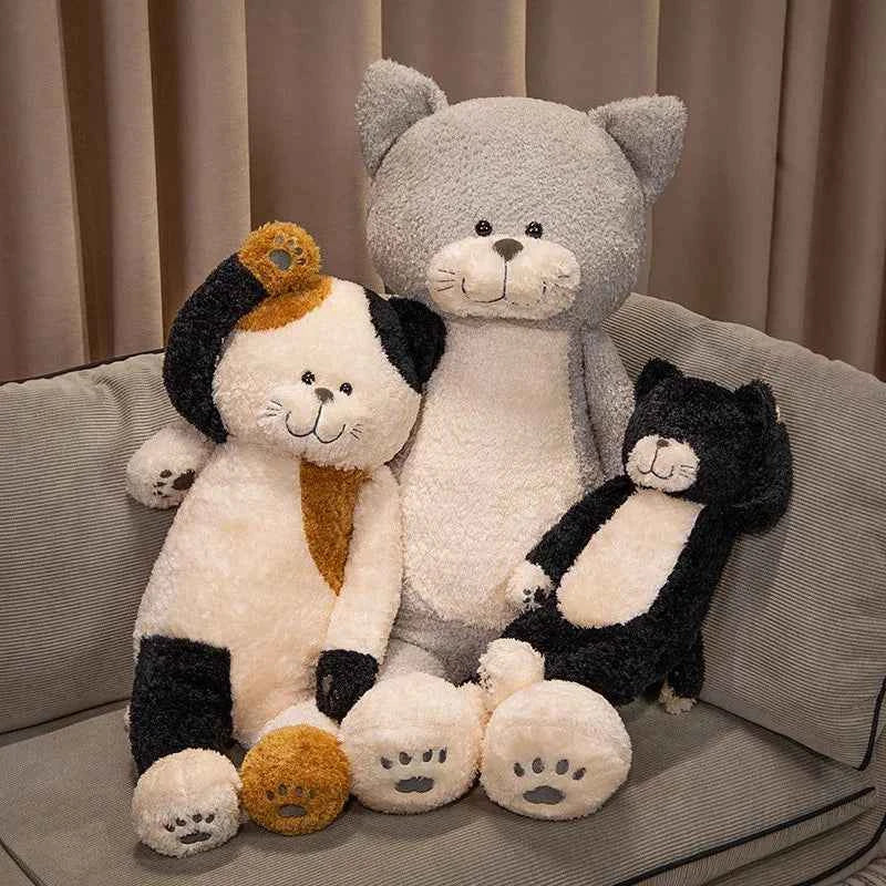 Japanese Sleeping Black Cat Plush Toy – Kawaii Kitten Hug Pillow