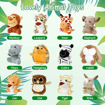 Mini Safari Plush Toy Set – Jungle Stuffed Animals Party Favor Pack