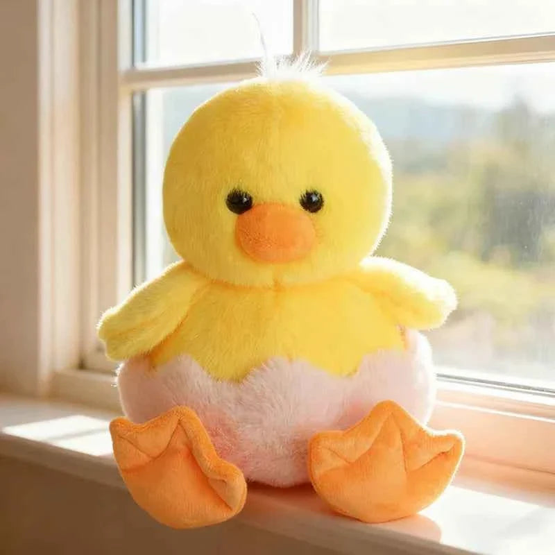Fluffy Chicken Plush Toys Cute Farmyard Animal White
