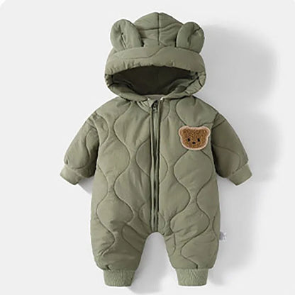  Winter Baby Outwear Clothing Fur Lining Warm Toddler Girl's Boy's Rompers Cartoon Bear Infant Jumpsuit