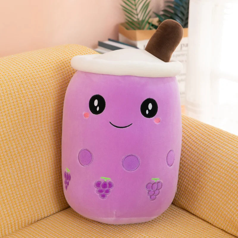 Kawaii Boba Fruit Bubble Tea All Series Cartoon Plush Toy Stuffed Animals Cute Food Milk Tea Soft Toys Room Decor Pillow Gifts