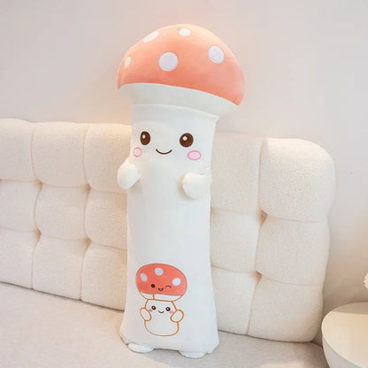 Kawaii Long Legs Sleeping Mushroom Plush Pillow – Cute Plant Hugging Cushion