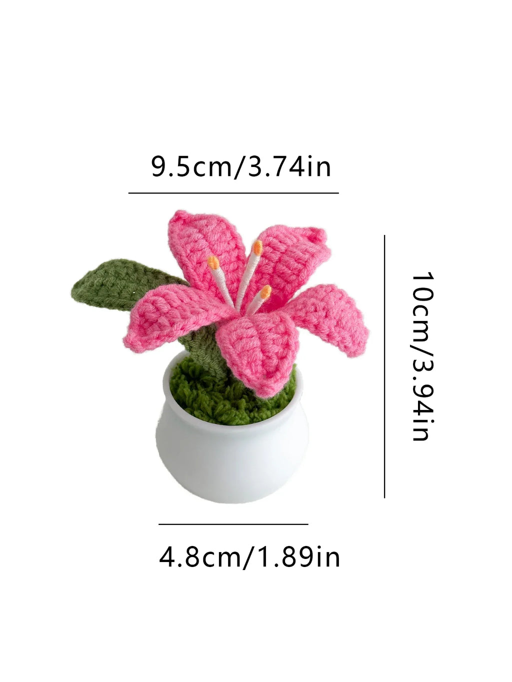 Flowers Hand-Knitted Lily Potted Delicate Crochet Woven Flowers Pot Mother's Day Gift