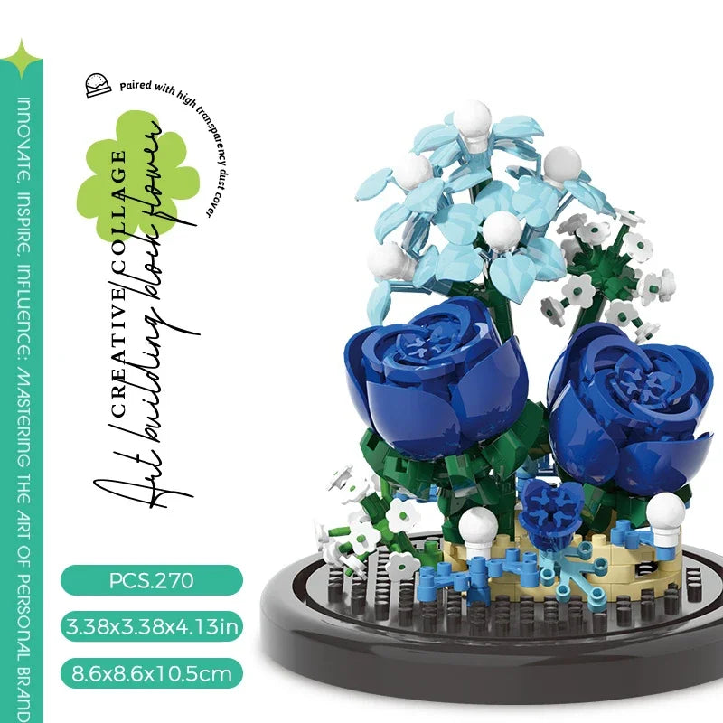 Potted Building Block Simulation Succulent Bouquet Creative Puzzle Building Block Eternal Flower Home Decoration Rose