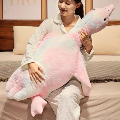 Giant Colorful Goose Plush Pillow – 130cm Long Stuffed Hug Cushion