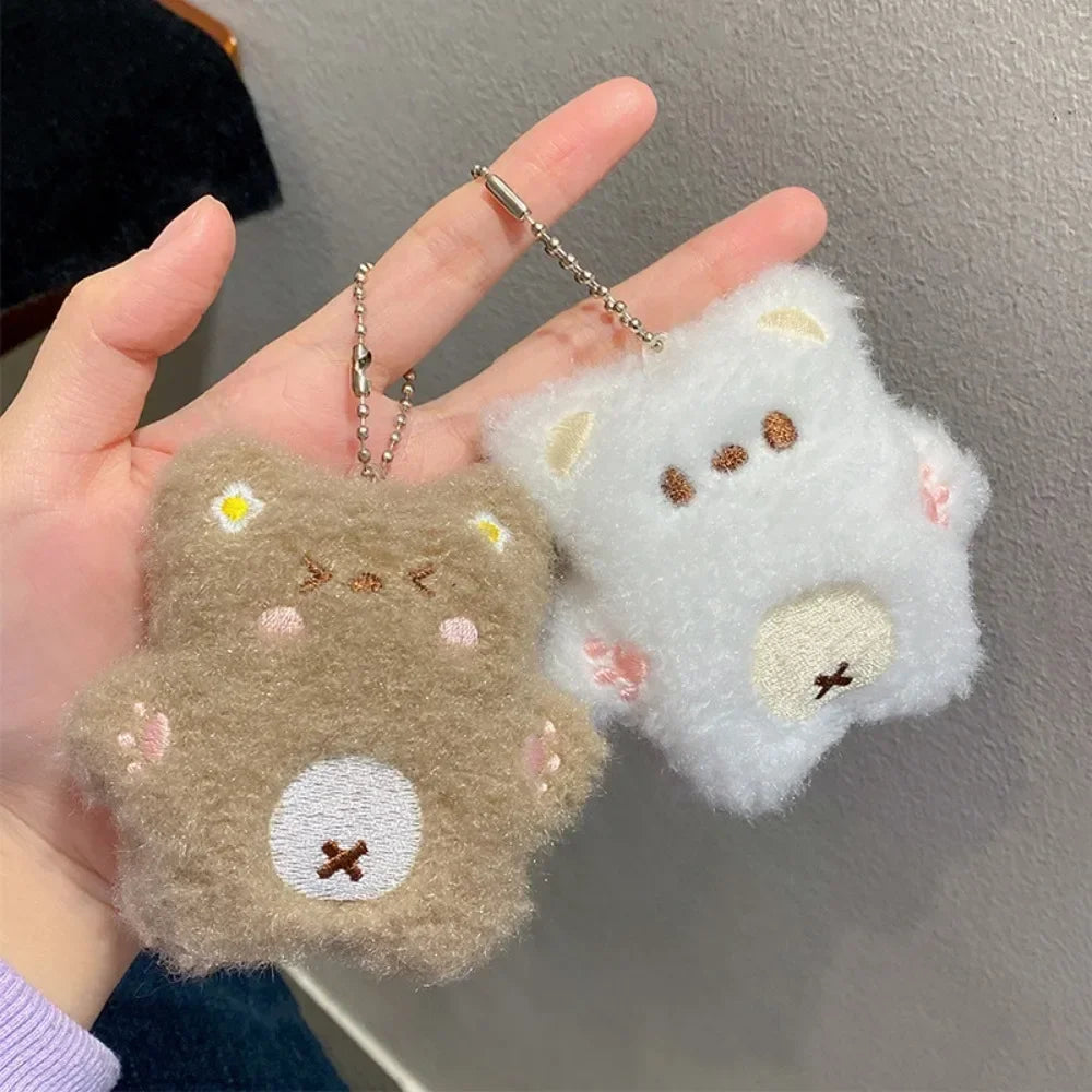 Cartoon Bear Squeak Plush Keychain Toys Pendant Cute Doll Toy Kawaii Soft Stuffed Bag Charms Decorations for Couple Friends Gift