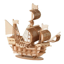 1PC 3D Sailboat Wooden Puzzle Assembly Model Puzzle DIY Wooden Crafts 3D Puzzle Gifts Desktop Decoration