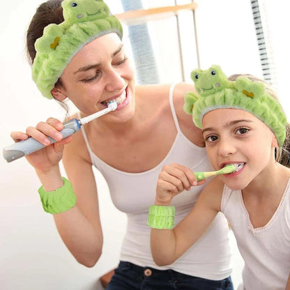3Pcs Set Makeup Headband Wristband Set Cute Animal Face Wash Cleaning Spa Hairhand for Women