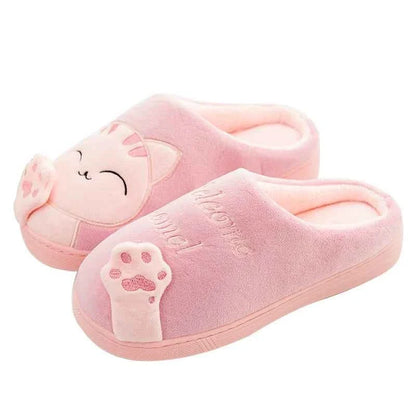 Women's Kawaii Cat Decor Slippers Comfortable Plush Lined